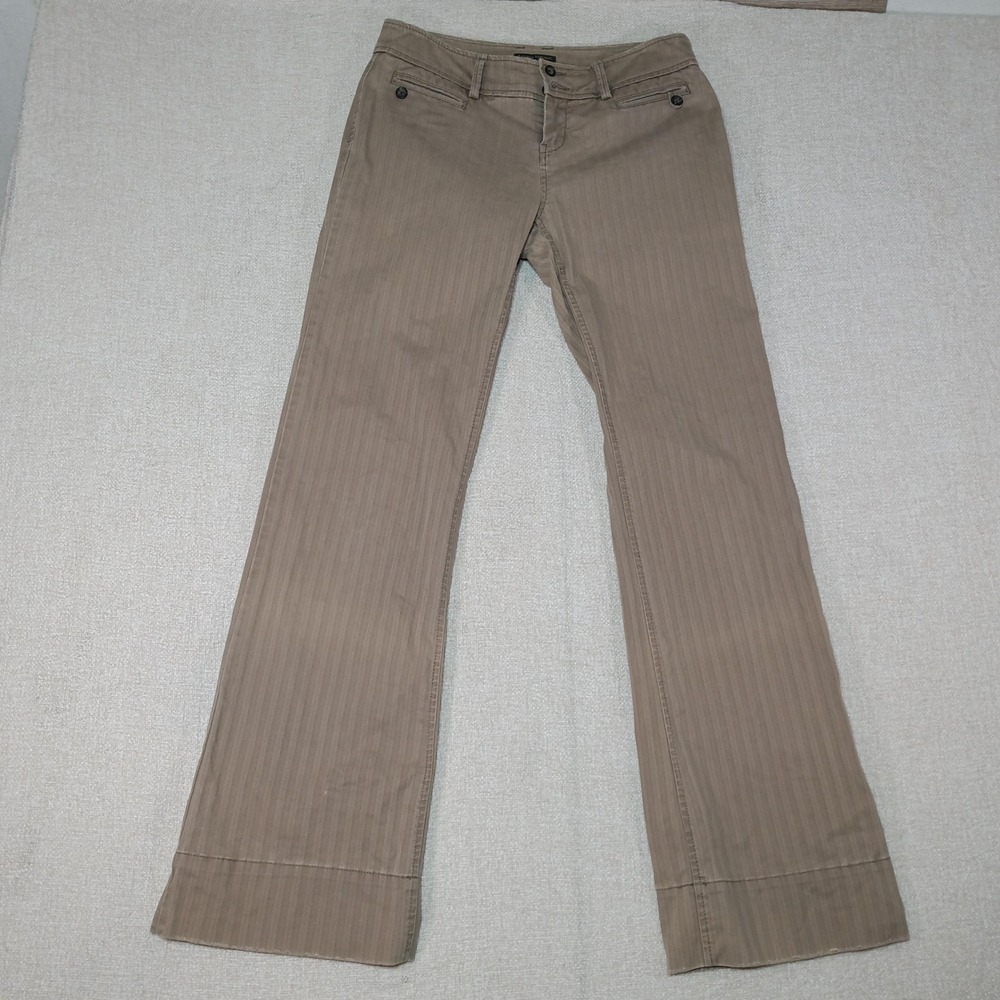 Banana Republic Tan Herringbone Stripe Bootcut Stretch Trousers 2 Bootcut Y2K